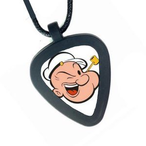 Popeye Cartoon Face Pickbandz Real Guitar Pick Unisex Necklace